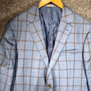 Joseph Abboud Heritage Windowpane Blazer Mens 44 Long Blue Reda Super 130s Wool
